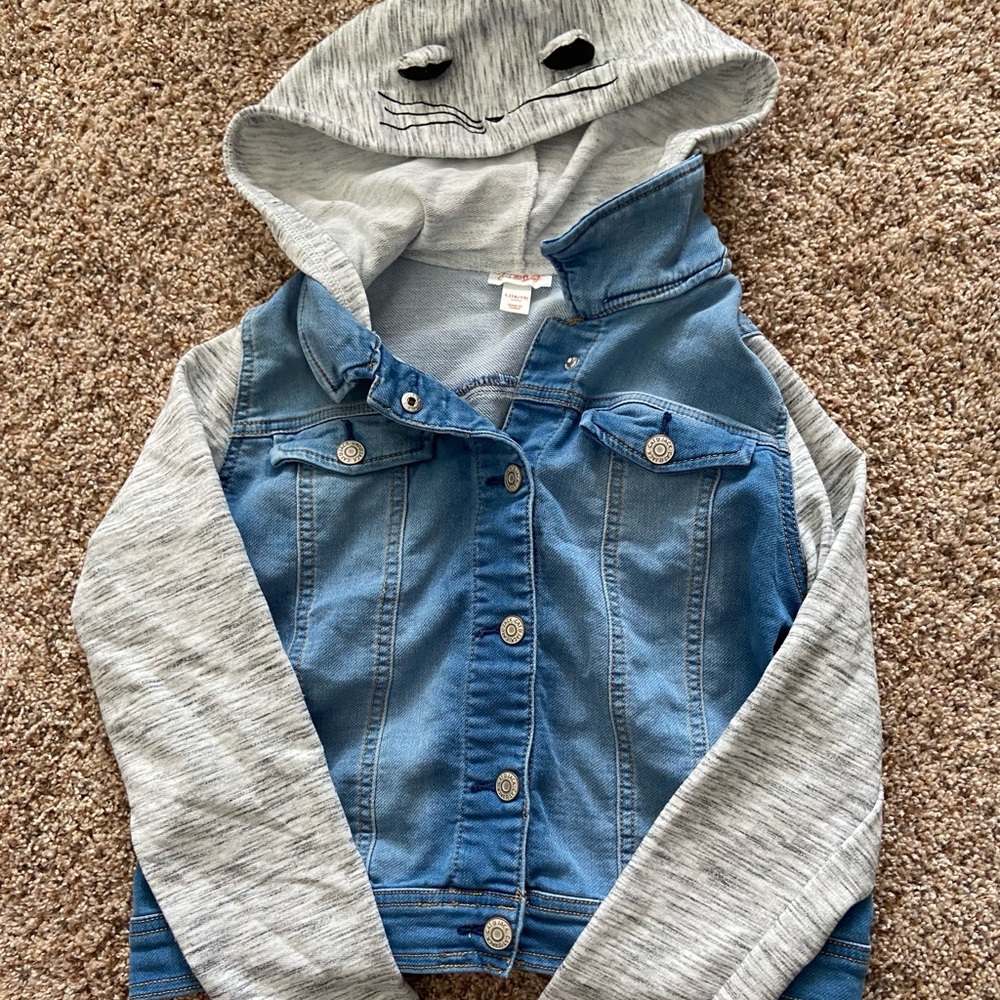 Cat & Jack, Denim and sweatshirt jacket; girl 10/12